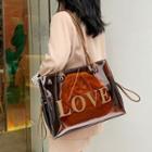 Lettering Clear Tote Bag Brown - One Size