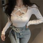 Lace Bow Long-sleeve T-shirt
