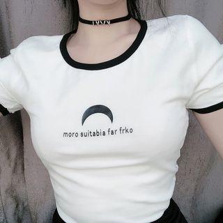 Printed Logo Slim-fit Short Sleeve Top