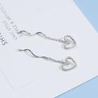 925 Sterling Silver Rhinestone Heart Dangle Earring