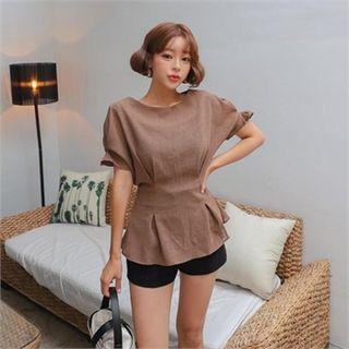 Puff-sleeve Pin-tuck Blouse