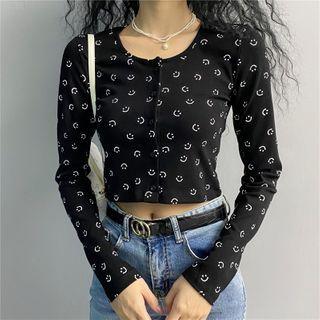 Crewneck Printed Cardigan