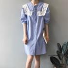 Lace Collar Short-sleeve Shirt Dress