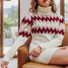 Puff Sleeve Turtleneck Knitted Dress