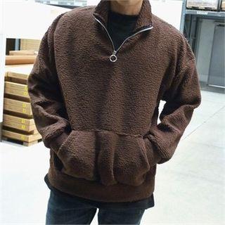Kangaroo-pocket Sherpa-fleece Anorak Pullover