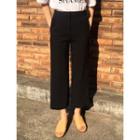 Cropped Flat-front Straight-cut Pants