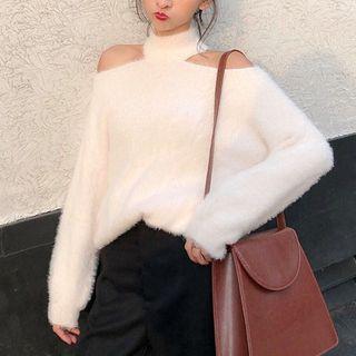 Furry Turtleneck Long-sleeve Top