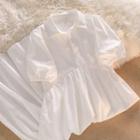 Puff-sleeve Collar Midi Smock Dress