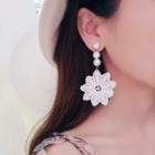 Faux Pearl Rhinestone Lace Flower Dangle Earring