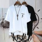 Short-sleeve Lettering Strappy T-shirt