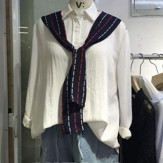Mock Two-piece Long-sleeve Blouse