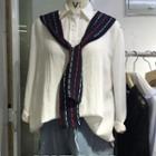 Mock Two-piece Long-sleeve Blouse