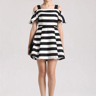 Ruffled Striped A-line Dress