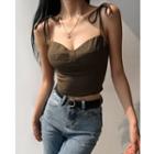 Tie-strap Plain Cropped Camisole Top