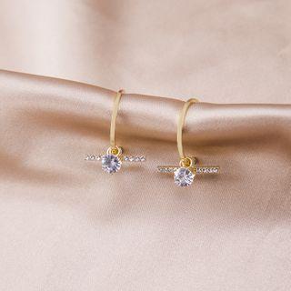 Rhinestone Open Hoop Earring 1 Pair - E1346-2 - Gold - One Size