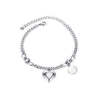Fashion Romantic Heart-shaped 316l Stainless Steel Bracelet Silver - One Size