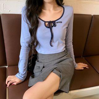 Skinny Lace-up Long-sleeve Crop Top