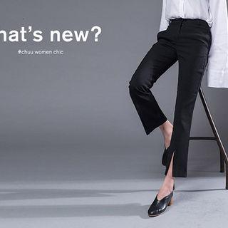 Slit-hem Boot-cut Dress Pants