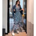 Denim Jacket / Layered Floral Midi Dress