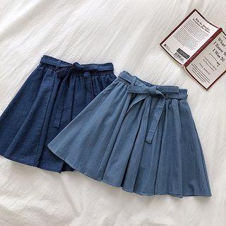 Plain Lace-up High-waist Skirt