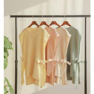 Tie-side Cap-sleeve Sweater
