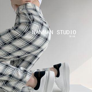 Plaid Straight-cut Loose Pants