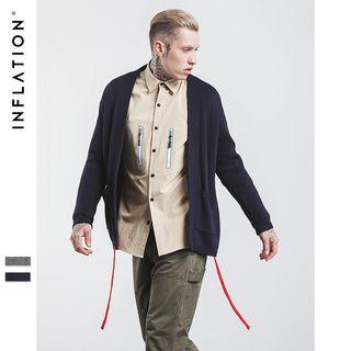 Tie-accent Open-front Knit Cardigan