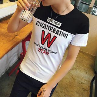 Color Block Print Short-sleeve T-shirt