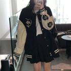 Heart Embroidered Lettering Jacket