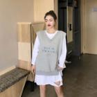 Long-sleeve T-shirt Dress / Lettering Vest