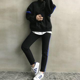 Set: Contrast-trim Brushed-fleece Lined Hoodie + Sweatpants