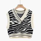 Zebra Print Sweater Vest Sweater Vest - Black - One Size