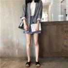 Set: Gingham Blazer + Wide-leg Shorts Gingham - One Size