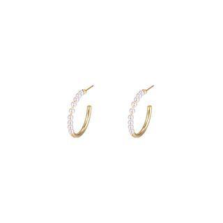 Faux Pearl Alloy Hoop Earring F - E324 - Earring - Silver - One Size