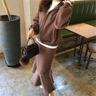 Fleece Zip Hoodie & Long Mermaid Skirt Set