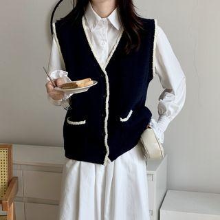 Knit Vest Cardigan / Blouse