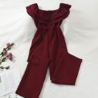 Short-sleeve Layered Collar Jumpsuit