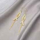 Rhinestone Alloy Fringed Earring E1331-4 - 1 Pair - Gold - One Size