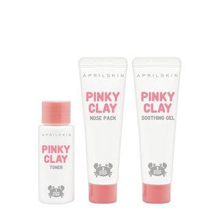 April Skin - Pink Clay Nose Pack Set: Toner 30ml + Nose Pack 25ml + Soothing Gel 25ml
