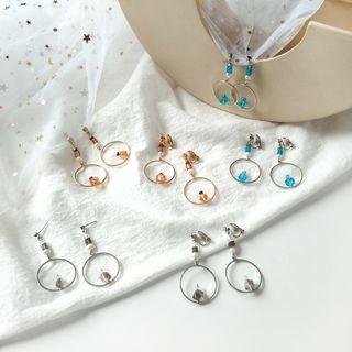 Faux Pearl & Crystal Hoop Earring