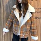 Plaid Buttoned Coat Plaid - Red - One Size