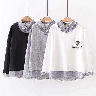 Mock Two-piece Sun Print Blouse