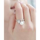 Butterfly Pearl Charm Embossed Ring