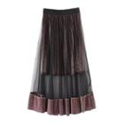 Sheer Pleated Midi Skirt