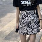 Zebra Printed A-line Mini Skirt