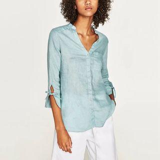 3/4 Sleeve V-neck Tie-up Shirt