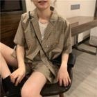 Check Loose-fit Short-sleeve Shirt / Shorts / Pleated Skirt