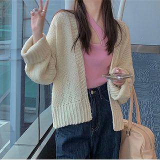 Open-front Cardigan / One-shoulder Tank Top