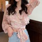 Floral Print Blouse White Flowers - Pink - One Size