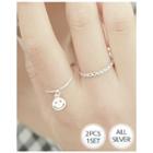 Set: Smile-charm Ring + Engraved Silver Open Ring